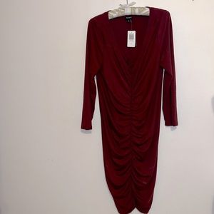 Bodycon ruched red dress size 12/L